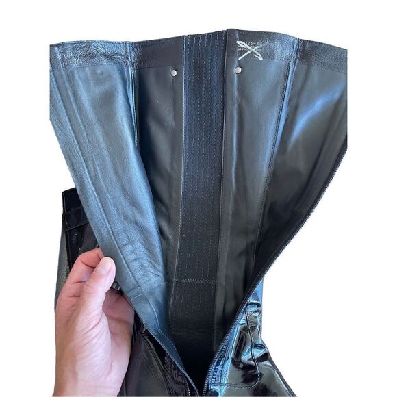 Cole Haan Womens Black Patent Leather Full Zip Knee High Flat Tall Boots Size 6 - Picture 3 of 6